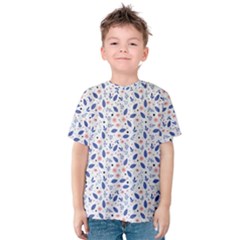 Background Pattern Floral Leaves Flowers Kids  Cotton T-shirt