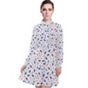 Background Pattern Floral Leaves Flowers Long Sleeve Chiffon Shirt Dress View1