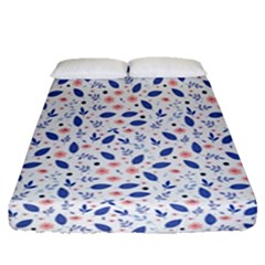 Background Pattern Floral Leaves Flowers Fitted Sheet (queen Size)