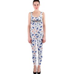 Background Pattern Floral Leaves Flowers One Piece Catsuit by Maspions