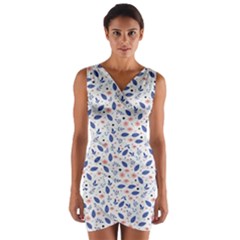 Background Pattern Floral Leaves Flowers Wrap Front Bodycon Dress