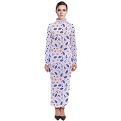 Background Pattern Floral Leaves Flowers Turtleneck Maxi Dress by Maspions