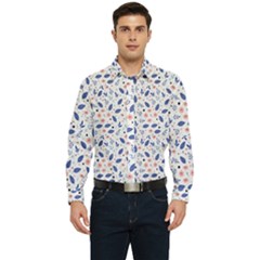 Background Pattern Floral Leaves Flowers Men s Long Sleeve  Shirt