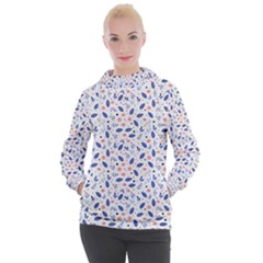 Background Pattern Floral Leaves Flowers Women s Hooded Pullover