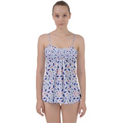 Background Pattern Floral Leaves Flowers Babydoll Tankini Set