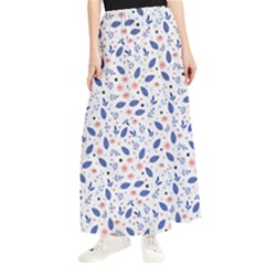 Background Pattern Floral Leaves Flowers Maxi Chiffon Skirt