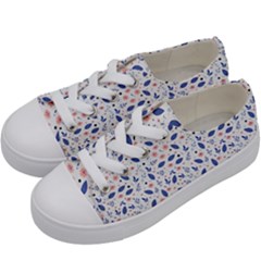 Background Pattern Floral Leaves Flowers Kids  Low Top Canvas Sneakers