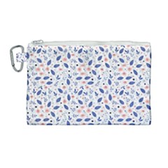 Background Pattern Floral Leaves Flowers Canvas Cosmetic Bag (large)