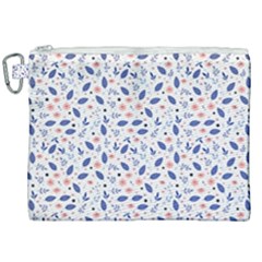 Background Pattern Floral Leaves Flowers Canvas Cosmetic Bag (xxl)