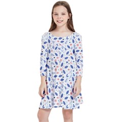 Background Pattern Floral Leaves Flowers Kids  Quarter Sleeve Skater Dress by Maspions