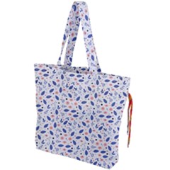 Background Pattern Floral Leaves Flowers Drawstring Tote Bag