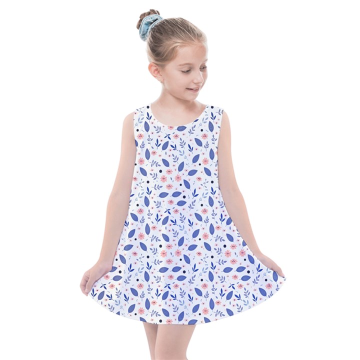 Background Pattern Floral Leaves Flowers Kids  Summer Dress