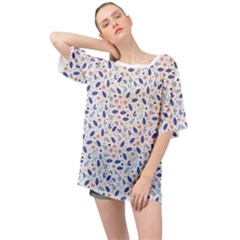 Background Pattern Floral Leaves Flowers Oversized Chiffon Top