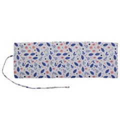 Background Pattern Floral Leaves Flowers Roll Up Canvas Pencil Holder (m)