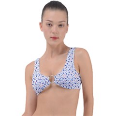 Background Pattern Floral Leaves Flowers Ring Detail Bikini Top