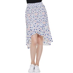 Background Pattern Floral Leaves Flowers Frill Hi Low Chiffon Skirt