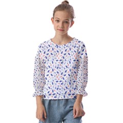 Background Pattern Floral Leaves Flowers Kids  Cuff Sleeve Top