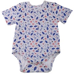 Background Pattern Floral Leaves Flowers Baby Short Sleeve Bodysuit