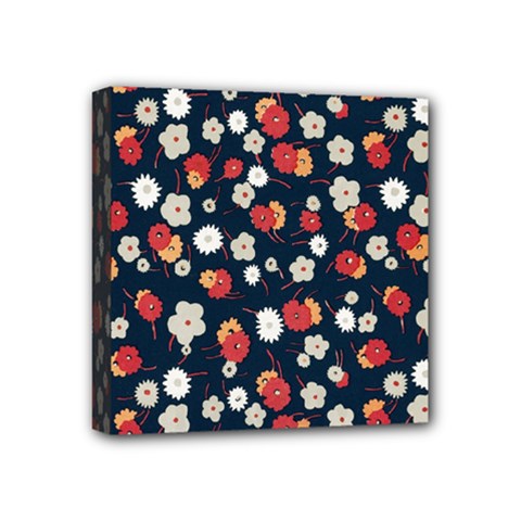 Flowers Pattern Floral Antique Floral Nature Flower Graphic Mini Canvas 4  X 4  (stretched) by Maspions