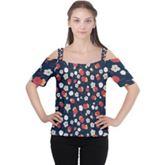 Flowers Pattern Floral Antique Floral Nature Flower Graphic Cutout Shoulder T-shirt