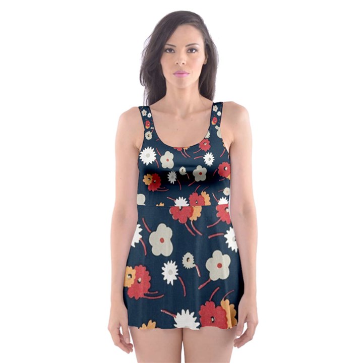 Flowers Pattern Floral Antique Floral Nature Flower Graphic Skater Dress Swimsuit