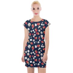 Flowers Pattern Floral Antique Floral Nature Flower Graphic Cap Sleeve Bodycon Dress