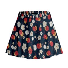 Flowers Pattern Floral Antique Floral Nature Flower Graphic Mini Flare Skirt