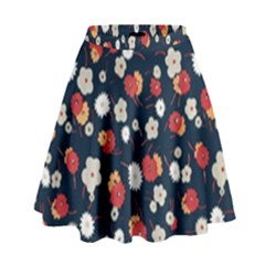 Flowers Pattern Floral Antique Floral Nature Flower Graphic High Waist Skirt