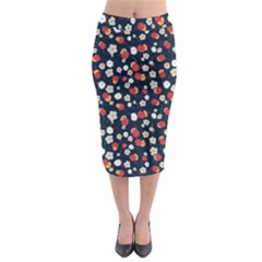 Flowers Pattern Floral Antique Floral Nature Flower Graphic Midi Pencil Skirt