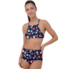 Flowers Pattern Floral Antique Floral Nature Flower Graphic Halter Tankini Set