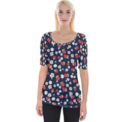 Flowers Pattern Floral Antique Floral Nature Flower Graphic Wide Neckline T-shirt