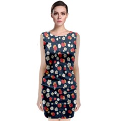 Flowers Pattern Floral Antique Floral Nature Flower Graphic Sleeveless Velvet Midi Dress