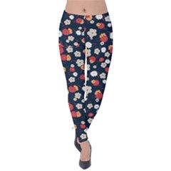 Flowers Pattern Floral Antique Floral Nature Flower Graphic Velvet Leggings