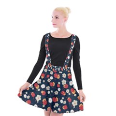 Flowers Pattern Floral Antique Floral Nature Flower Graphic Suspender Skater Skirt