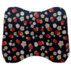 Flowers Pattern Floral Antique Floral Nature Flower Graphic Velour Head Support Cushion by Maspions