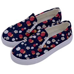 Flowers Pattern Floral Antique Floral Nature Flower Graphic Kids  Canvas Slip Ons by Maspions