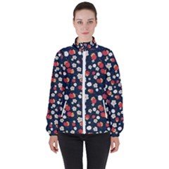 Flowers Pattern Floral Antique Floral Nature Flower Graphic Women s High Neck Windbreaker