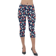 Flowers Pattern Floral Antique Floral Nature Flower Graphic Lightweight Velour Capri Leggings 