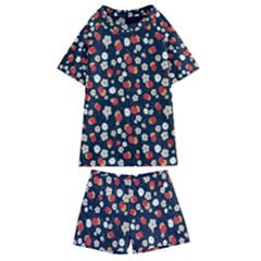 Flowers Pattern Floral Antique Floral Nature Flower Graphic Kids  Swim T-shirt And Shorts Set