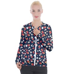 Flowers Pattern Floral Antique Floral Nature Flower Graphic Casual Zip Up Jacket