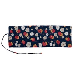 Flowers Pattern Floral Antique Floral Nature Flower Graphic Roll Up Canvas Pencil Holder (m) by Maspions