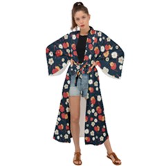 Flowers Pattern Floral Antique Floral Nature Flower Graphic Maxi Kimono