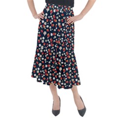 Flowers Pattern Floral Antique Floral Nature Flower Graphic Midi Mermaid Skirt