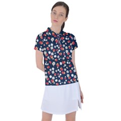 Flowers Pattern Floral Antique Floral Nature Flower Graphic Women s Polo T-shirt