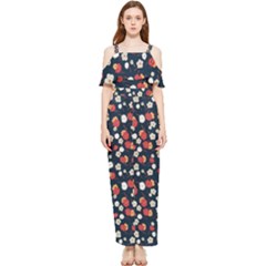 Flowers Pattern Floral Antique Floral Nature Flower Graphic Draped Sleeveless Chiffon Jumpsuit