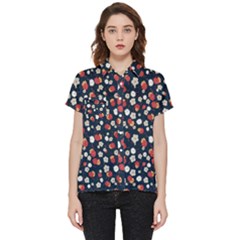 Flowers Pattern Floral Antique Floral Nature Flower Graphic Short Sleeve Pocket Shirt