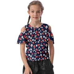 Flowers Pattern Floral Antique Floral Nature Flower Graphic Kids  Butterfly Cutout T-shirt