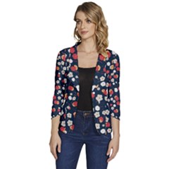 Flowers Pattern Floral Antique Floral Nature Flower Graphic Women s One-button 3/4 Sleeve Short Jacket