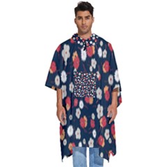 Flowers Pattern Floral Antique Floral Nature Flower Graphic Men s Hooded Rain Ponchos by Maspions