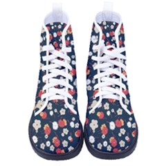 Flowers Pattern Floral Antique Floral Nature Flower Graphic Men s High-top Canvas Sneakers